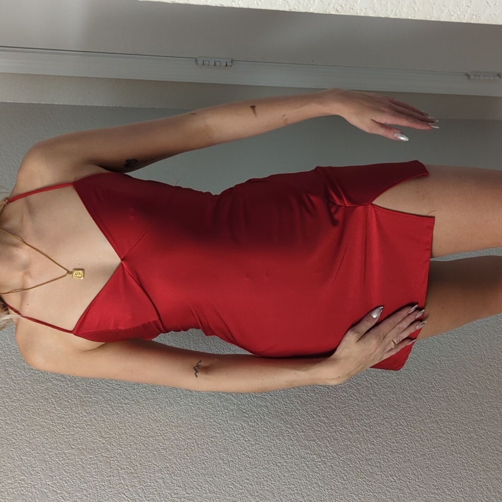 Red mini dress
